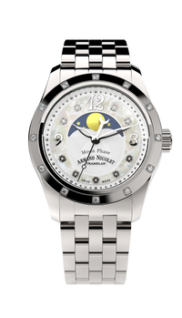 Thumbnail for Armand Nicolet Ladies Watch M03 Moonphase 34mm Silver White A151RAA-AN-MA150