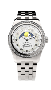 Thumbnail for Armand Nicolet Ladies Watch M03 Moonphase 34mm Silver White A151TAA-AN-MA150