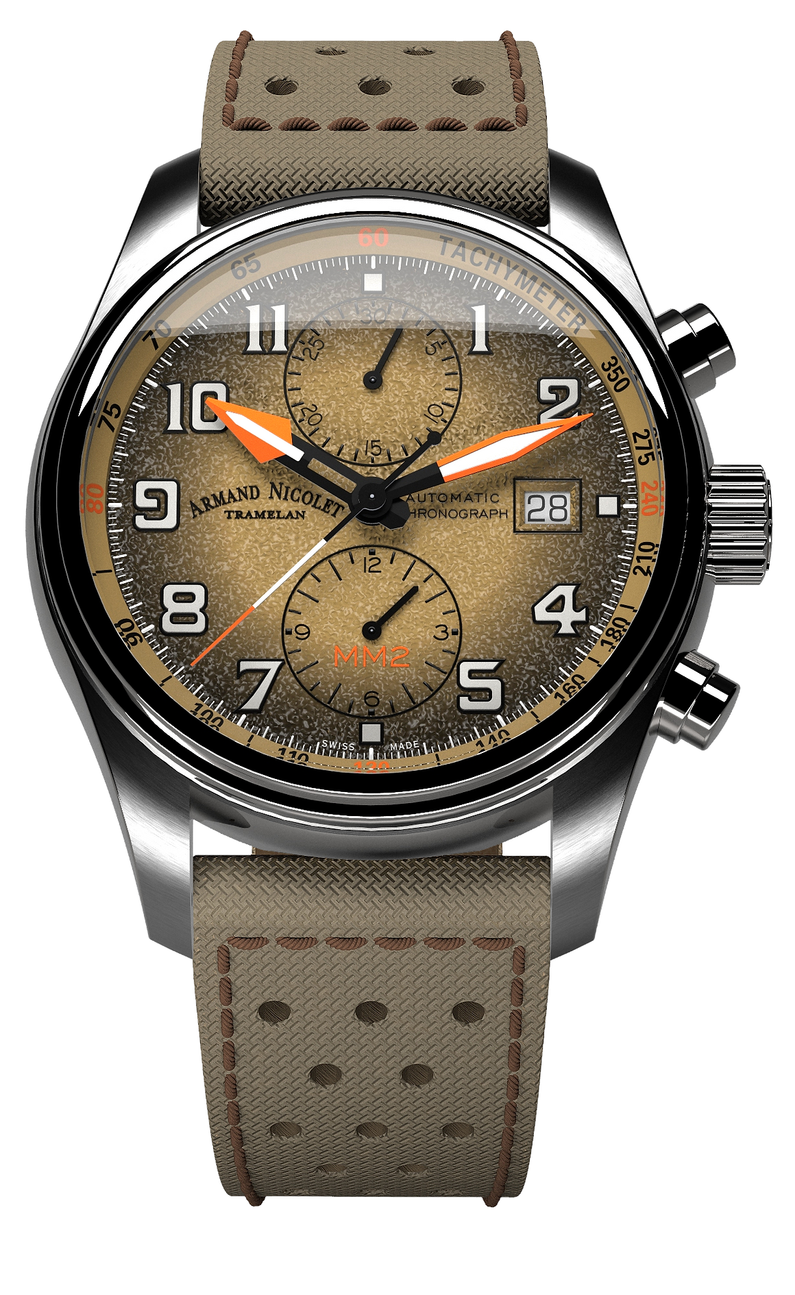 Armand Nicolet Men's Watch MM2 Chronograph 43mm Beige A647P-KA-P0640KM8