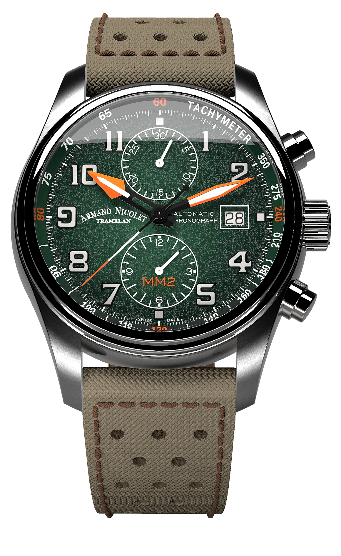Armand Nicolet Men's Watch MM2 Chronograph 43mm Green A647P-NV-P0640KM8
