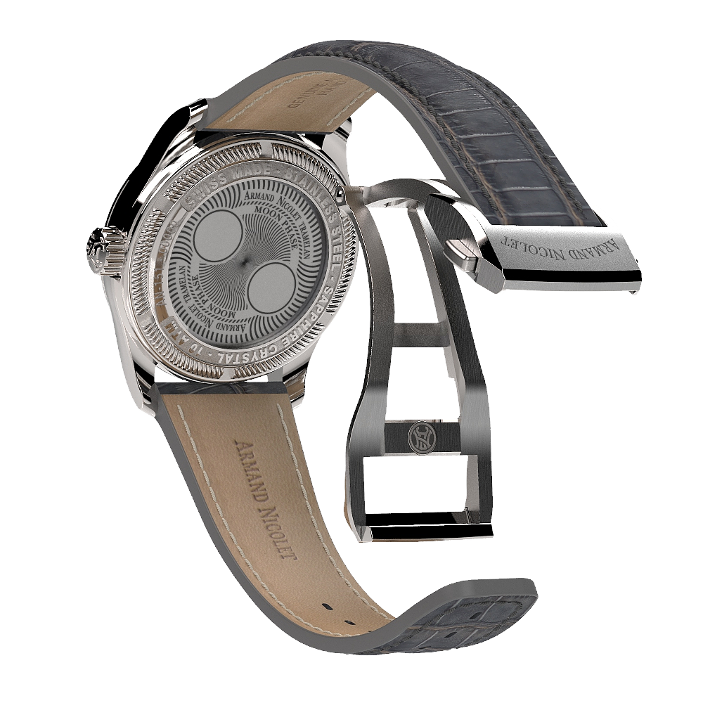 Armand Nicolet Ladies Watch M03 Moonphase 34mm Silver Grey A151TAA-GN-P882GR8