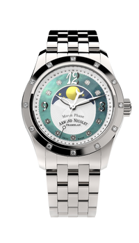 Thumbnail for Armand Nicolet Ladies Watch M03 Moonphase 34mm Silver Green A151RAA-AV-MA150
