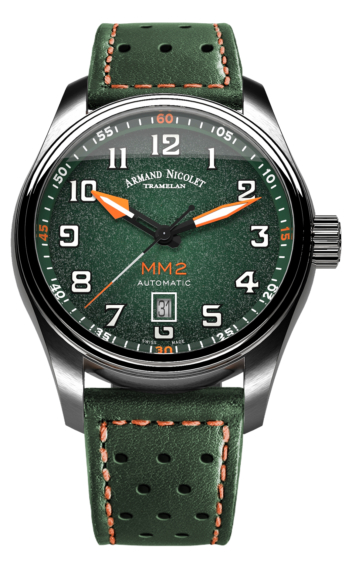 Armand Nicolet Men's Watch MM2 Date 43mm Green A640P-NV-BP22641VAO