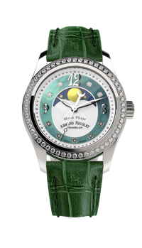 Thumbnail for Armand Nicolet Ladies Watch M03 Moonphase 34mm Silver Green A151TAA-AV-P882VR8
