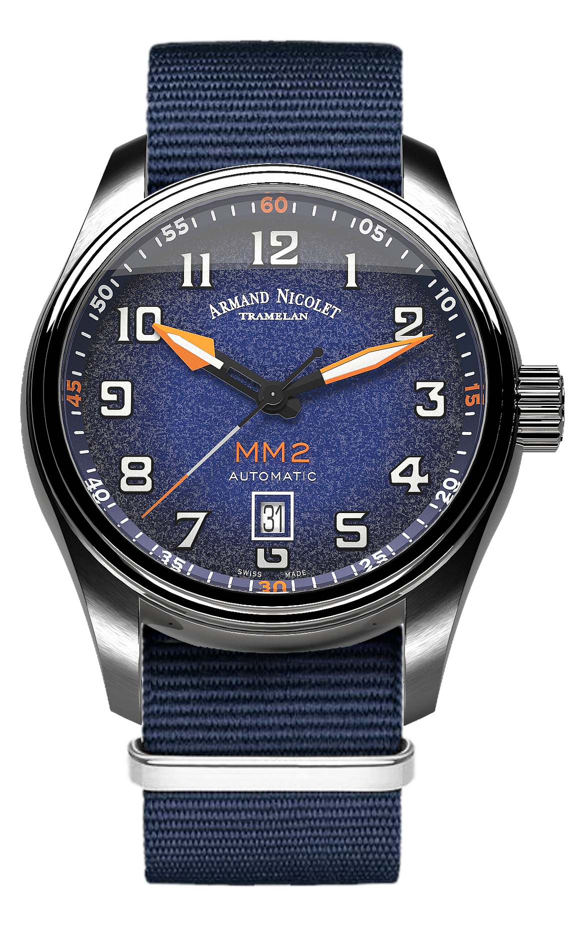 Armand Nicolet Men's Watch MM2 Date 43mm Blue A640P-BN-BN22481AAUU