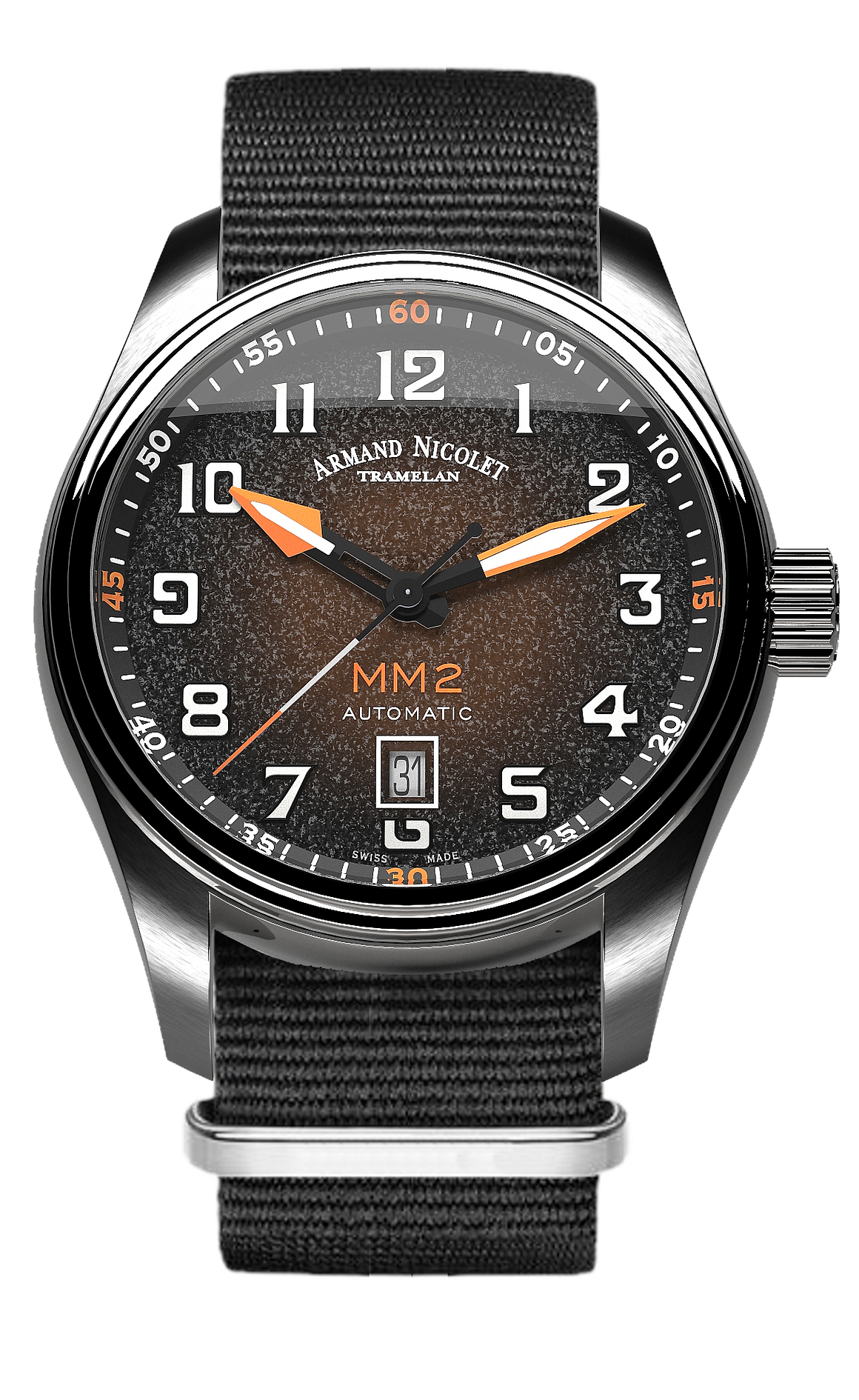 Armand Nicolet Men's Watch MM2 Date 43mm Black A640P-KN-BN22481AANN