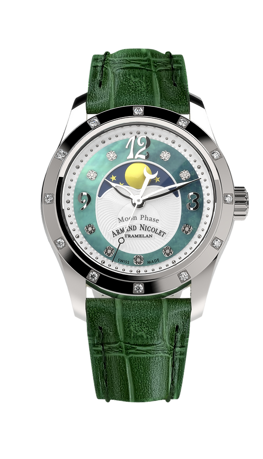 Armand Nicolet Ladies Watch M03 Moonphase 34mm Silver Green