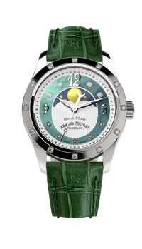 Thumbnail for Armand Nicolet Ladies Watch M03 Moonphase 34mm Silver Green A151RAA-AV-P882VR8