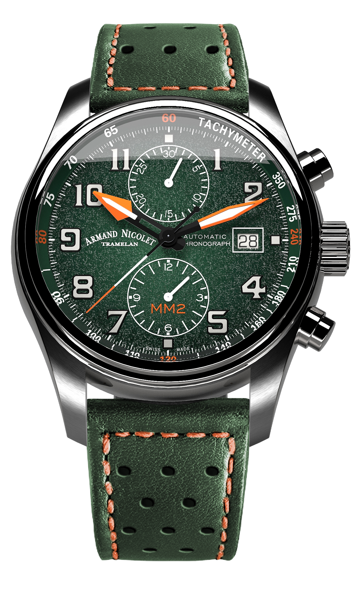 Armand Nicolet Men's Watch MM2 Chronograph 43mm Green A647P-NV-BP22641VAO
