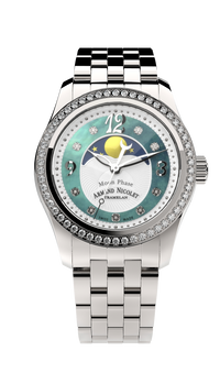 Thumbnail for Armand Nicolet Ladies Watch M03 Moonphase 34mm Silver Green A151TAA-AV-MA150