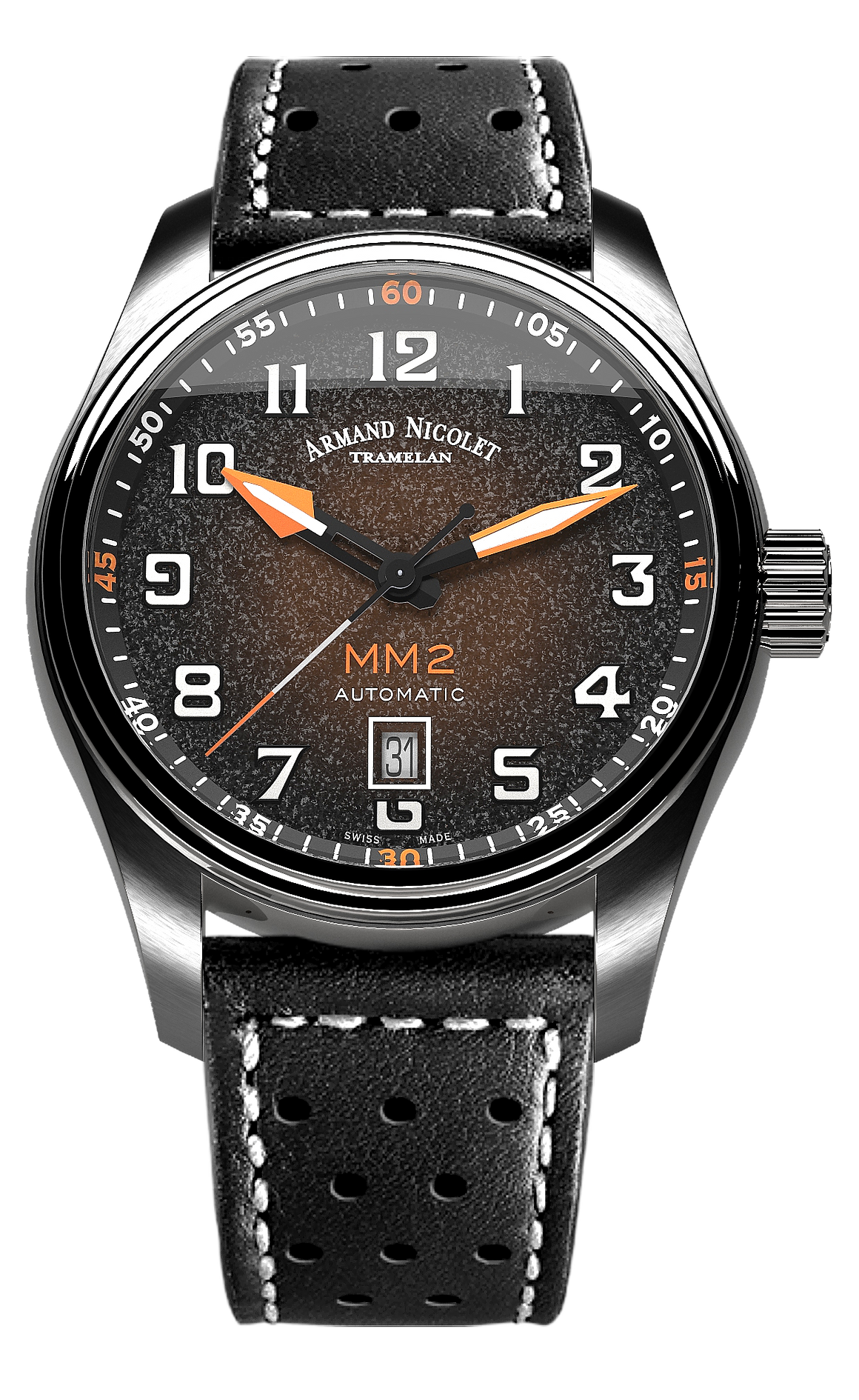 Armand Nicolet Men's Watch MM2 Date 43mm Black A640P-KN-BP22641NAC