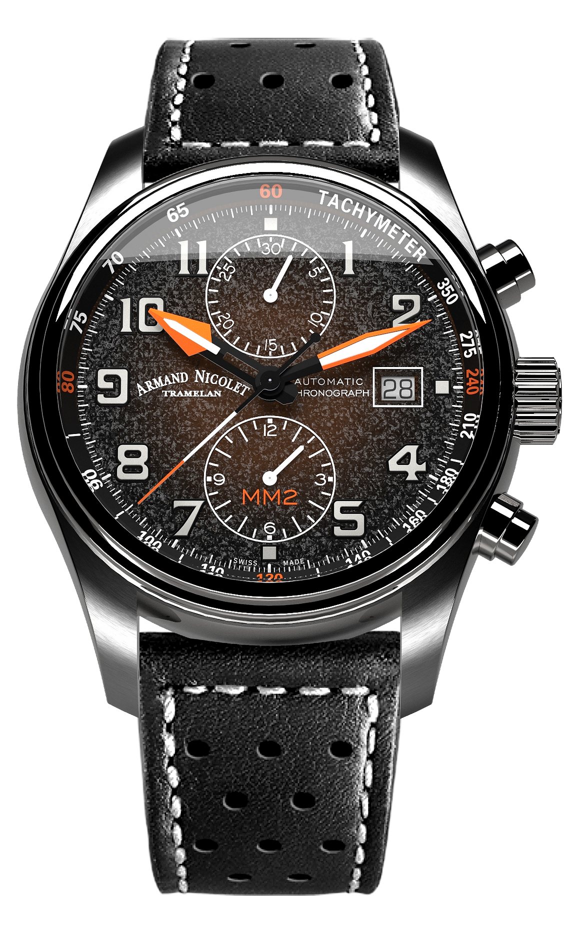 Armand Nicolet Men's Watch MM2 Chronograph 43mm Black A647P-KN-BP22641NAC