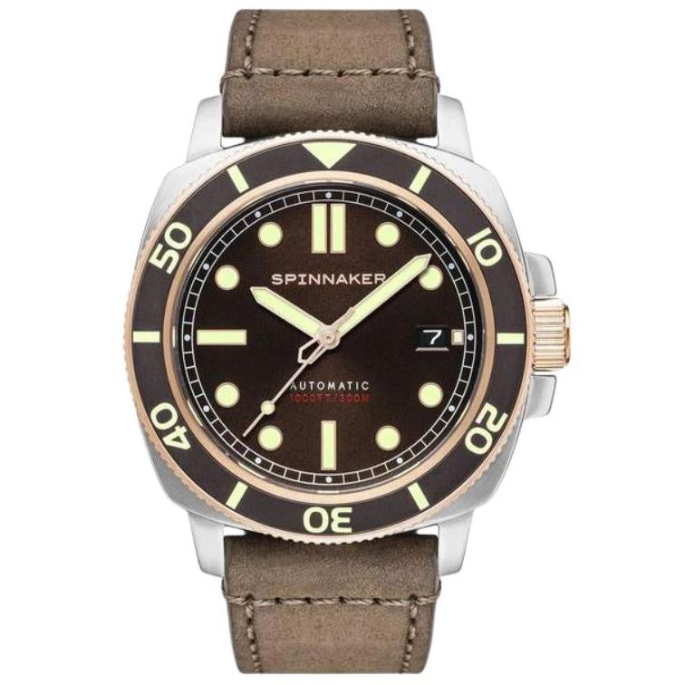 Spinnaker Hull Diver Men’s Brown Leather Automatic Watch SP-5088-04