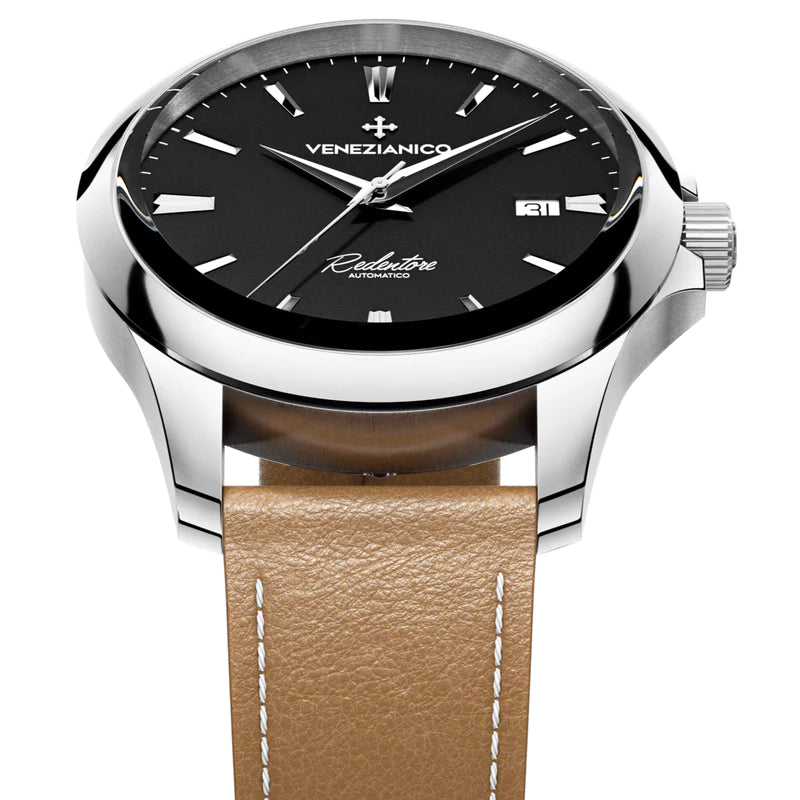 Venezianico Automatic Watch Black Brown Leather Redentore 40 1221504