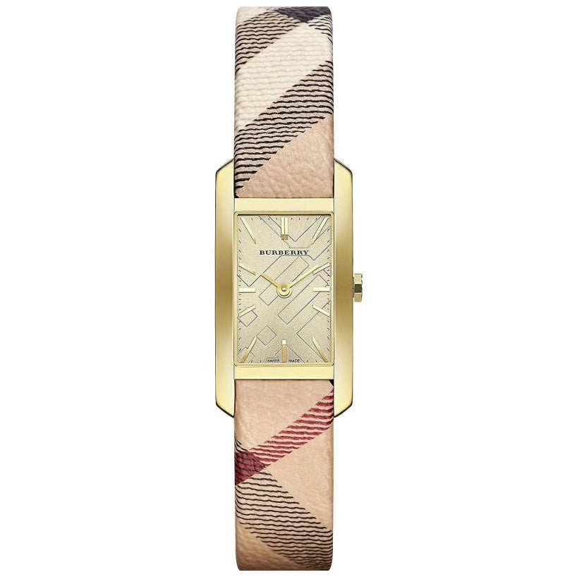 Burberry Ladies Watch The Pioneer Check Yellow Gold BU9509