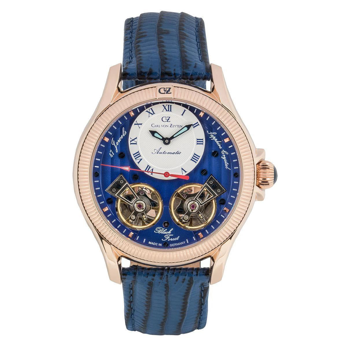 Carl von Zeyton Forest House 46mm Automatic Limited Edition Rose Gold Blue Watch CVZ0084RBLS