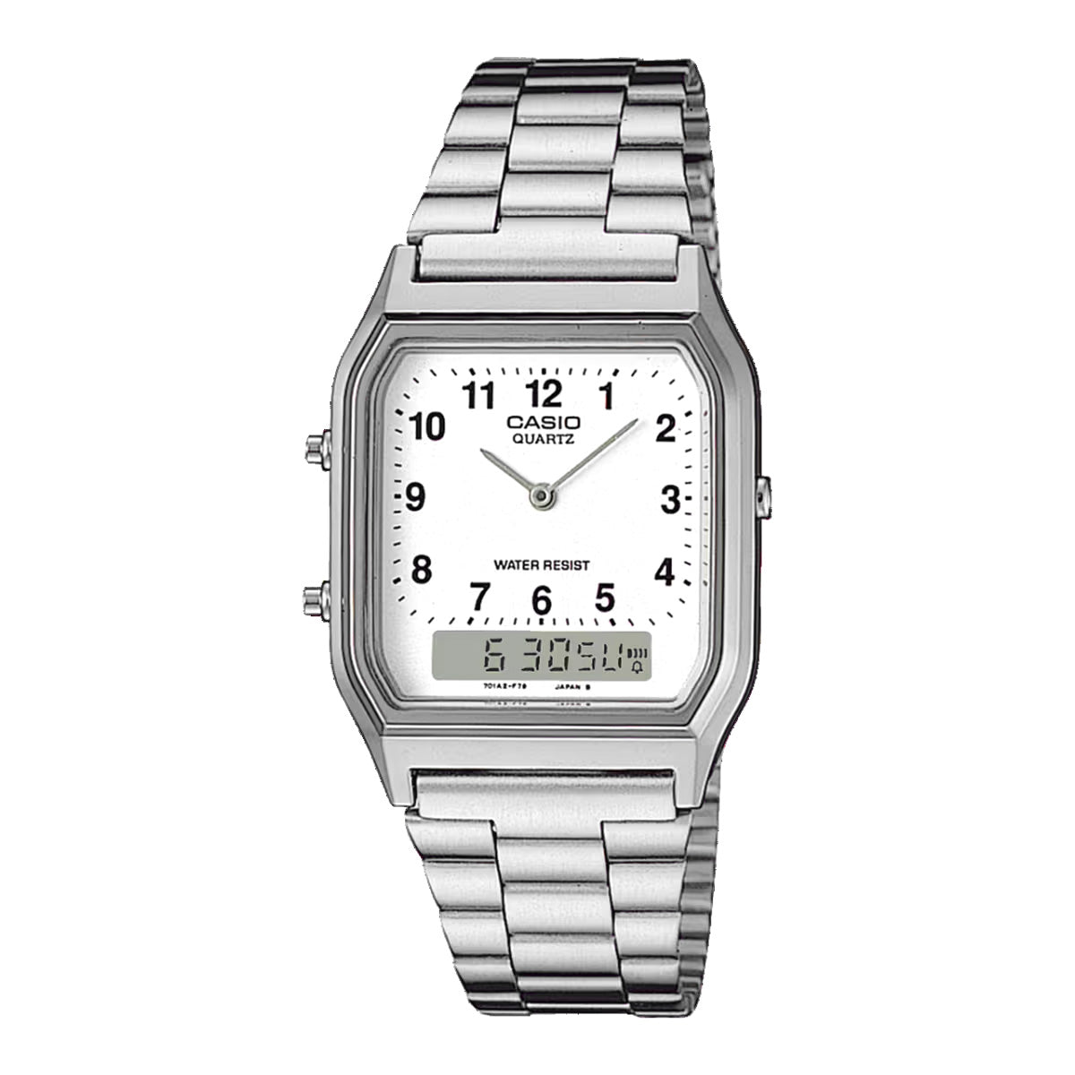 Casio Watch Vintage Retro Dual Time Roman Steel AQ-230A-7BMQ
