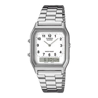 Thumbnail for Casio Watch Vintage Retro Dual Time Roman Steel AQ-230A-7BMQ