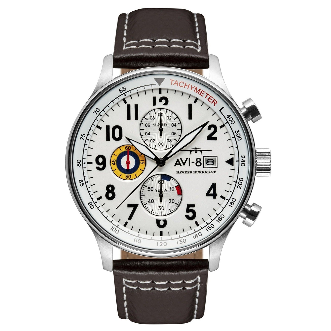 Chronograph Watch - AVI-8 Classic White Hawker Hurricane Chronograph Watch AV-4011-01