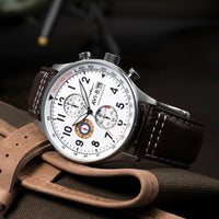 Thumbnail for Chronograph Watch - AVI-8 Classic White Hawker Hurricane Chronograph Watch AV-4011-01