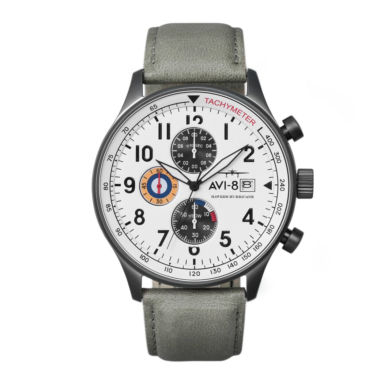 Chronograph Watch - AVI-8 Ivory Greyscale Hawker Hurricane Chronograph Watch AV-4011-0B