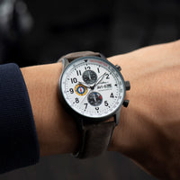 Thumbnail for Chronograph Watch - AVI-8 Ivory Greyscale Hawker Hurricane Chronograph Watch AV-4011-0B