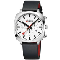 Thumbnail for Chronograph Watch - Mondaine Grand Cushion Chrono Square Men's Black Watch MSL.41410.LBV.SET