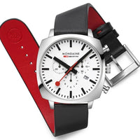 Thumbnail for Chronograph Watch - Mondaine Grand Cushion Chrono Square Men's Black Watch MSL.41410.LBV.SET