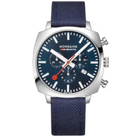 Thumbnail for Chronograph Watch - Mondaine Grand Cushion Chrono Square Men's Blue Watch  MSL.41440.LD.SET