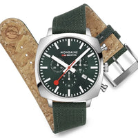Thumbnail for Chronograph Watch - Mondaine Grand Cushion Chrono Square Men's Green Watch MSL.41460.LF.SET
