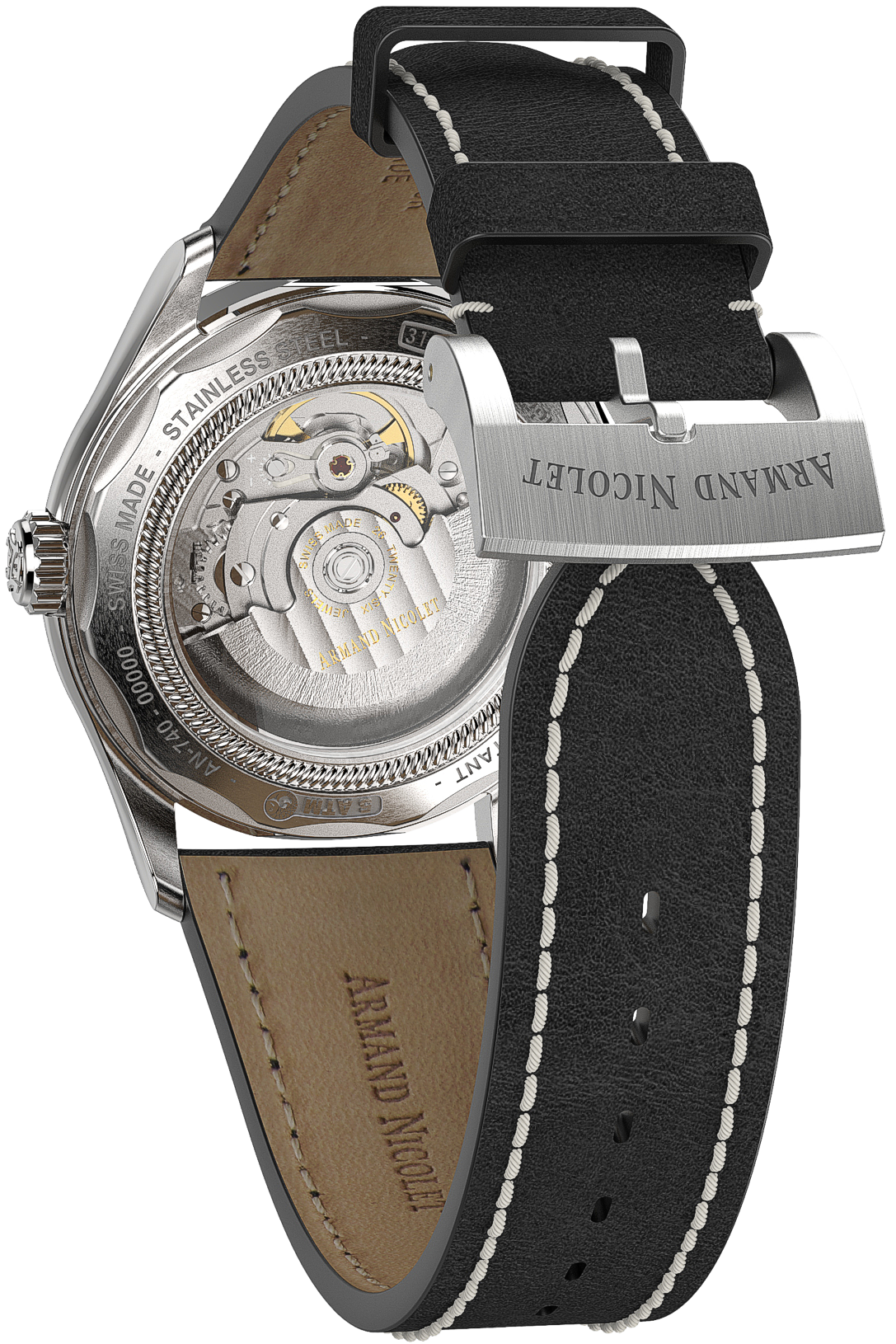 Armand Nicolet Men's Watch M02 Date 41mm Black Silver A740A-AG-P140NR2