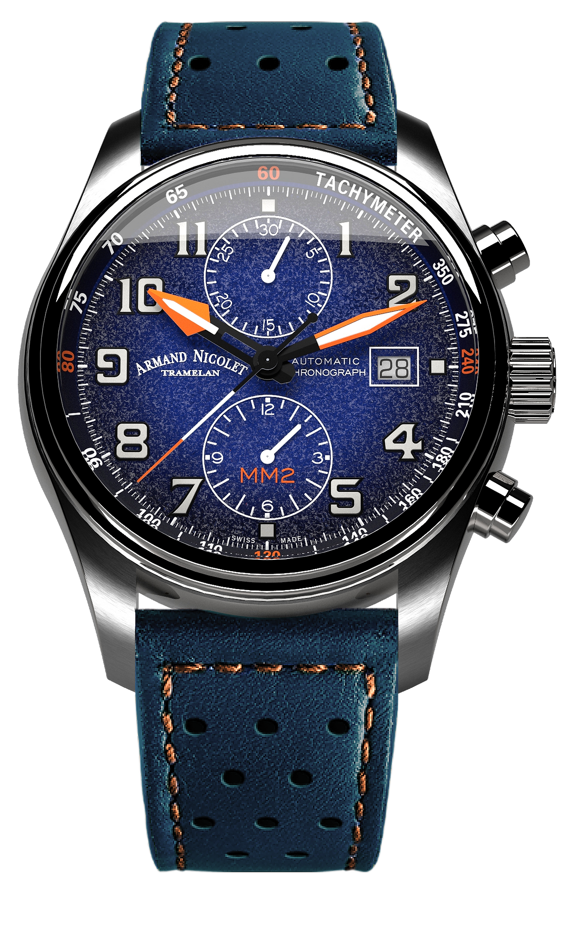 Armand Nicolet Men's Watch MM2 Chronograph 43mm Blue A647P-BN-BP22641BAO