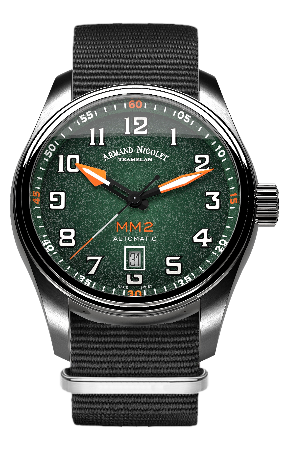Armand Nicolet Men's Watch MM2 Date 43mm Green A640P-NV-BN22481AANN
