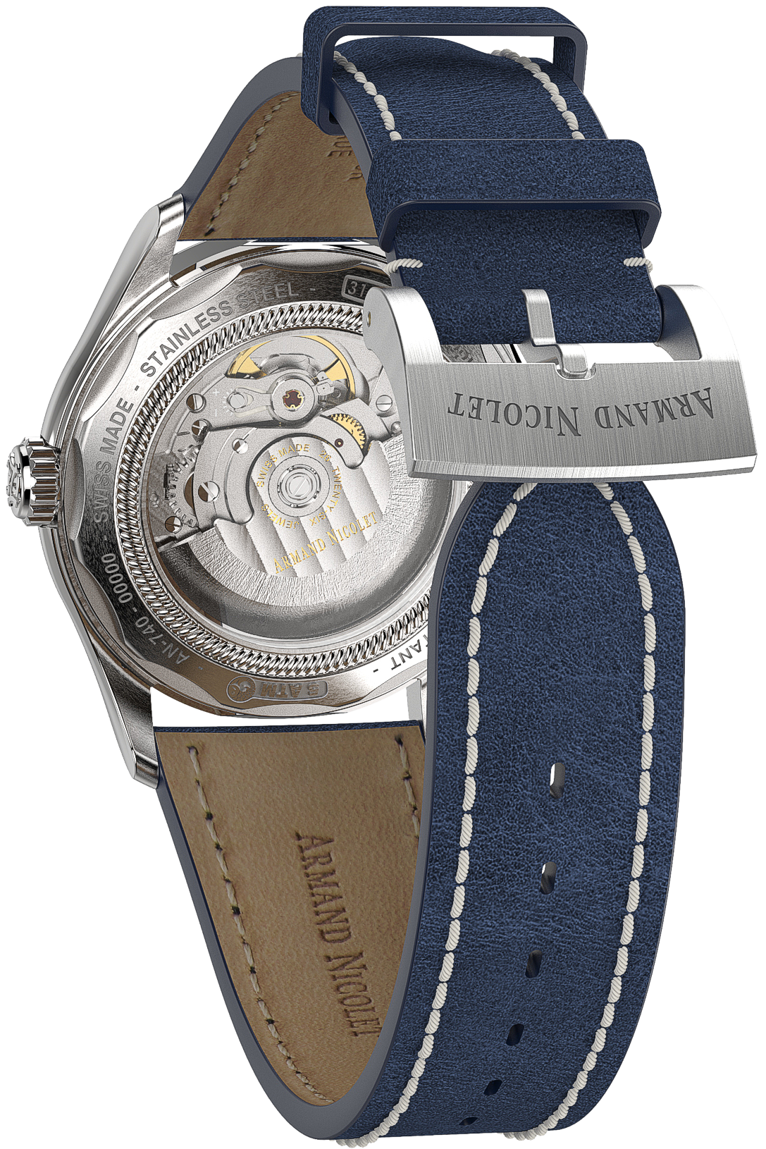 Armand Nicolet Men's Watch M02 Moonphase 41mm Blue A740L-BU-P140BU2