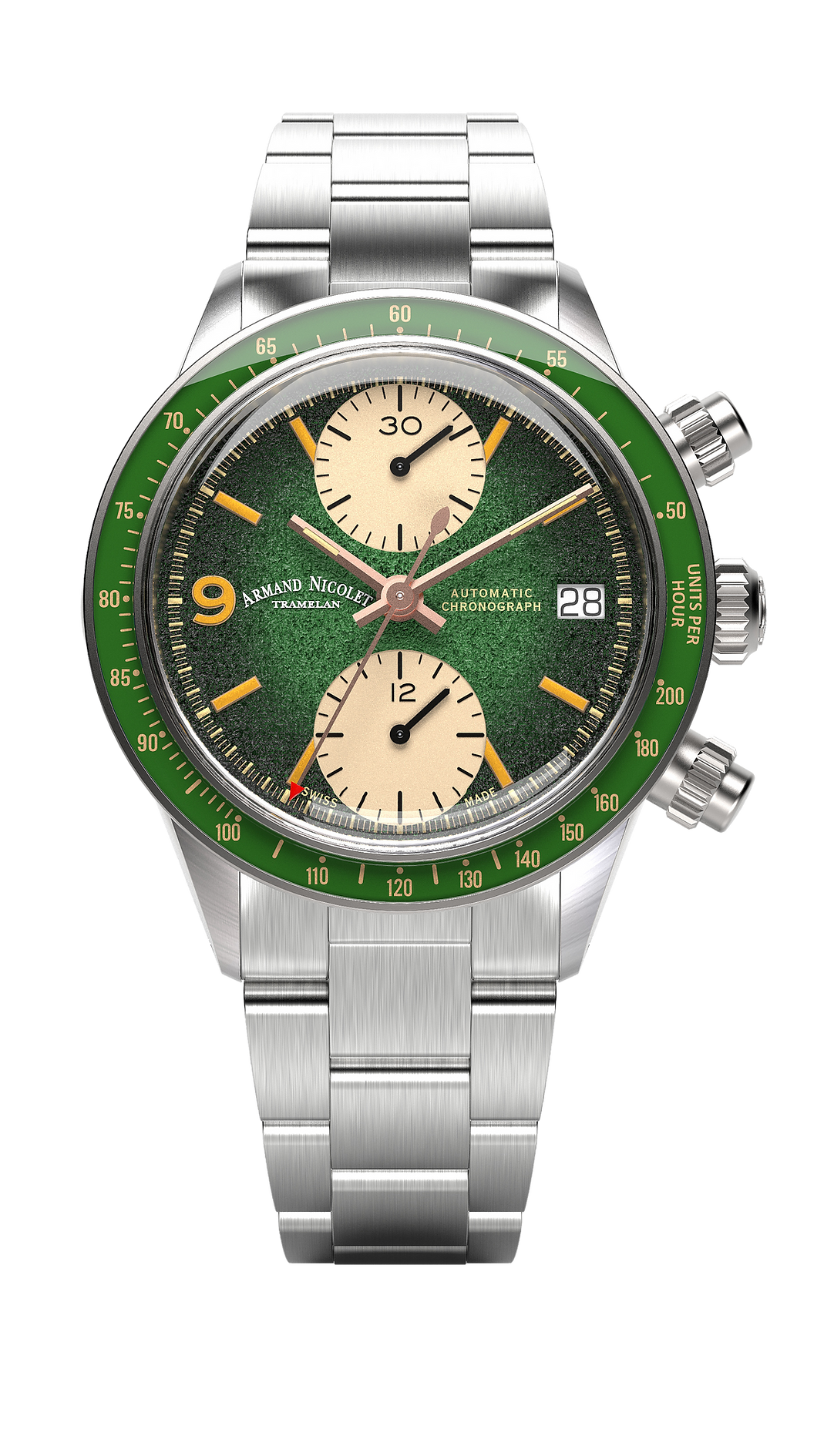 Armand Nicolet Men's Watch VS1 Chronograph 38mm Green A510AVAA-VS-BMA500A