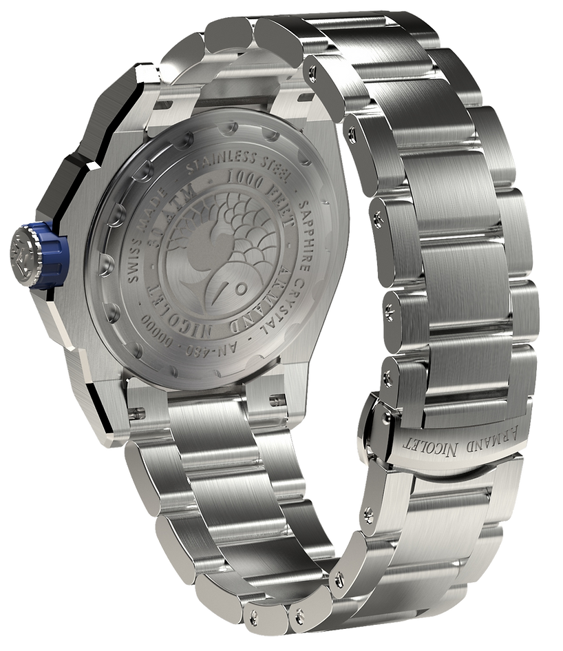 Armand Nicolet Men's Watch JS9 Date 44mm Blue Silver A480AGU-AG-MA4480AA