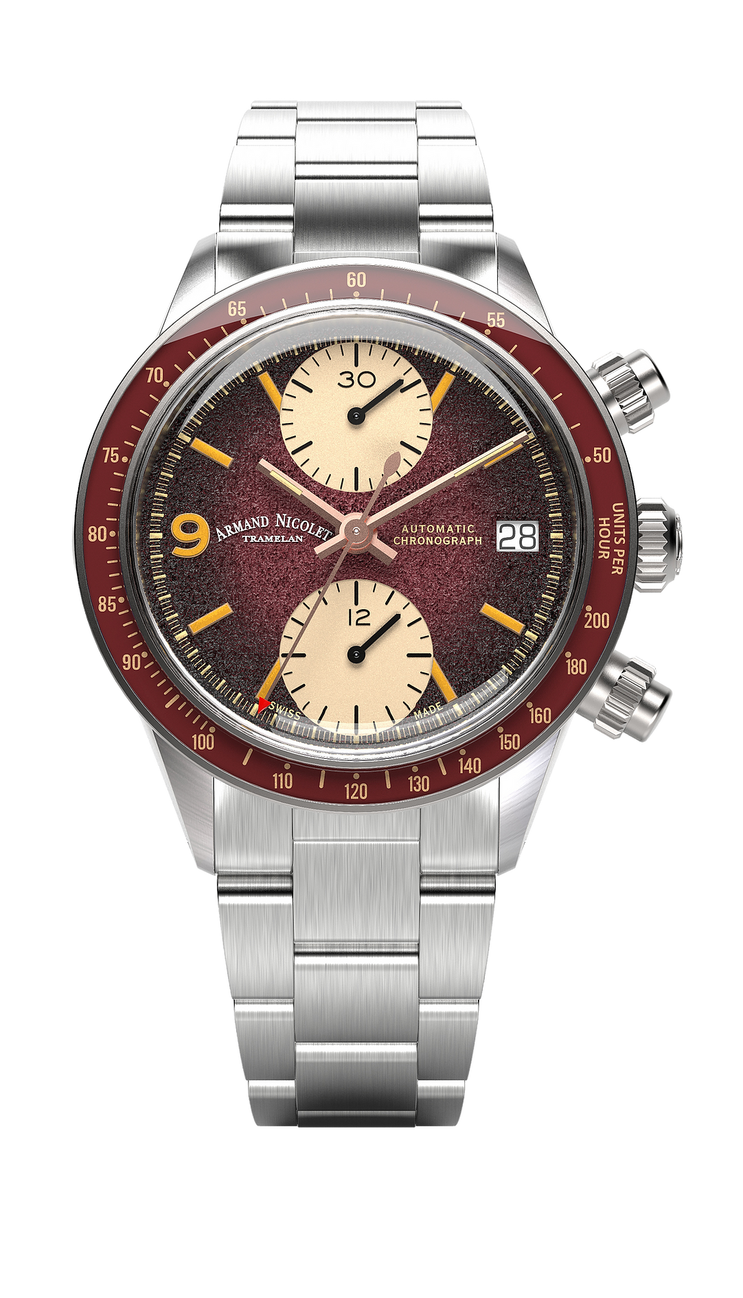 Armand Nicolet Men's Watch VS1 Chronograph 38mm Burgundy A510AXAA-XS-BMA500A