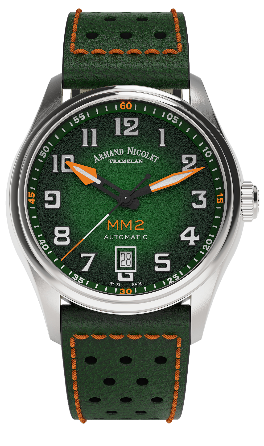 Armand Nicolet Men's Watch MM2 Date 41mm Green A740P-NV-BP22641VAO