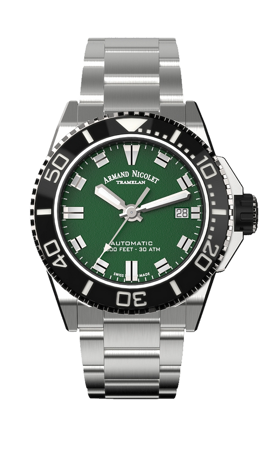 Armand Nicolet Men's Watch JS9 Date 41mm Green A481AGN-VR-MA2481AA