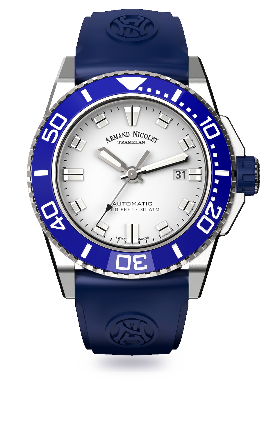 Armand Nicolet Men's Watch JS9 Date 44mm Blue Silver A480AGU-AG-GG4710U