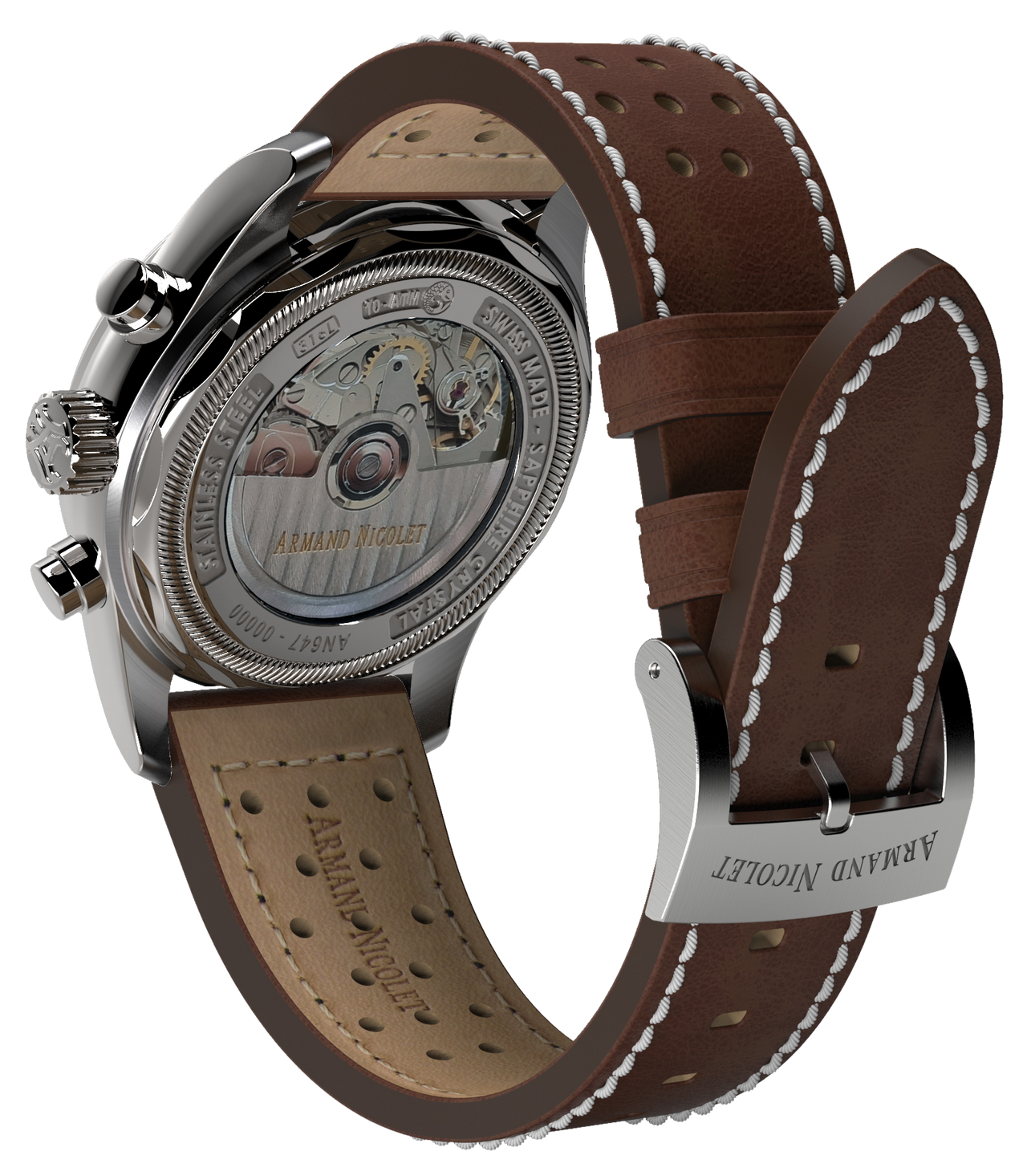 Armand Nicolet Men's Watch MM2 Chronograph 43mm Beige A647P-KA-BP22641MAC