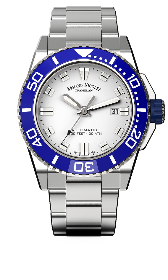 Armand Nicolet Men's Watch JS9 Date 44mm Blue Silver A480AGU-AG-MA4480AA