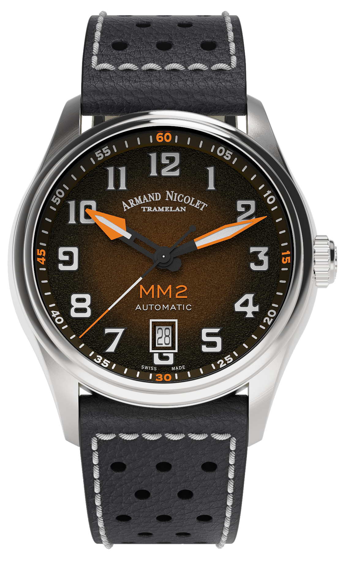 Armand Nicolet Men's Watch MM2 Date 41mm Black A740P-KN-BP22641NAC