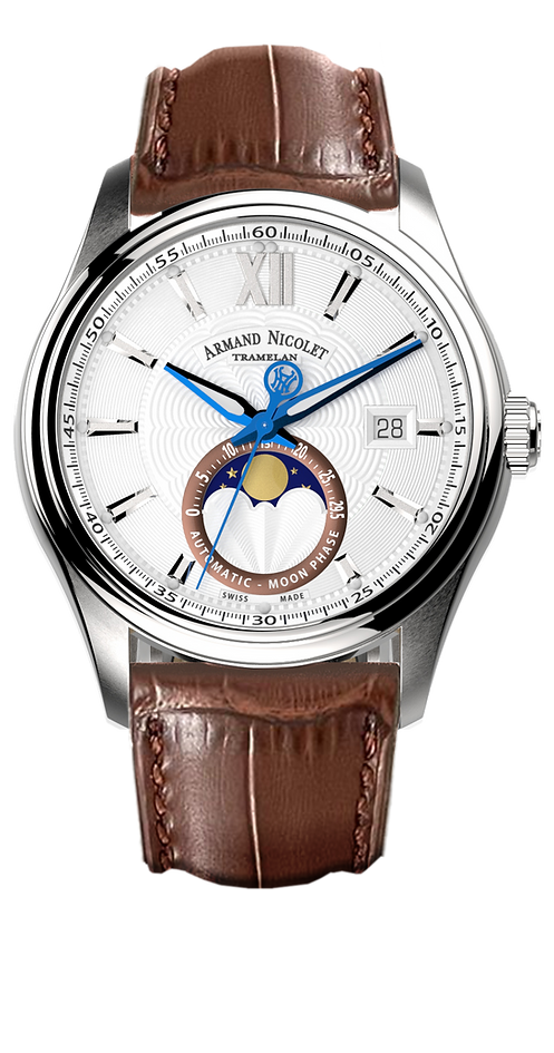 Armand Nicolet Men's Watch M02 Moonphase 41mm Silver A740L-AG-BP22740MAM