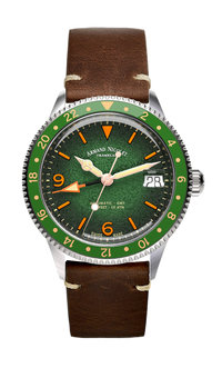 Thumbnail for Armand Nicolet Men's Watch VS1 GMT 38mm Green Brown A506AVAA-VS-BP19500MAC