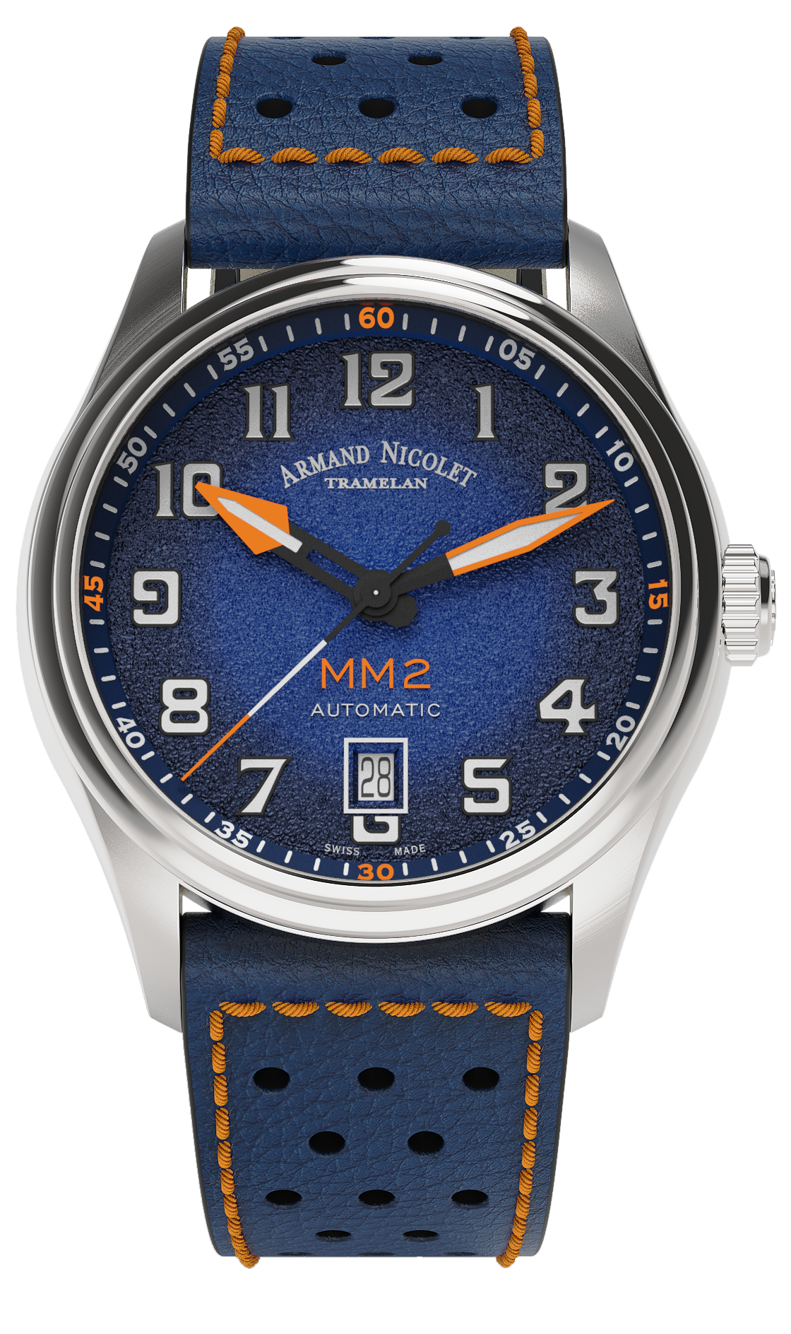 Armand Nicolet Men's Watch MM2 Date 41mm Blue A740P-BN-BP22641BAO