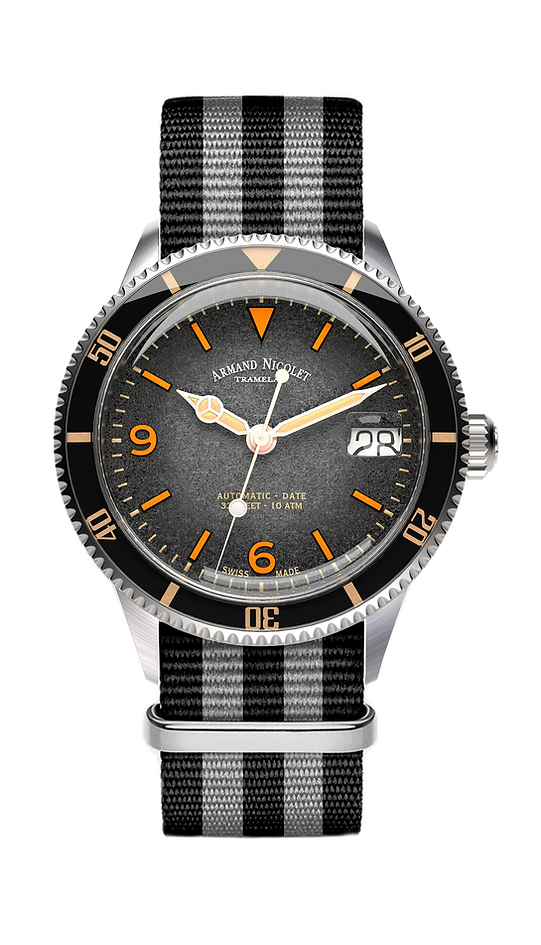 Armand Nicolet Men's Watch VS1 Date 38mm Black Grey A500ANAA-NS-BN19500AANG