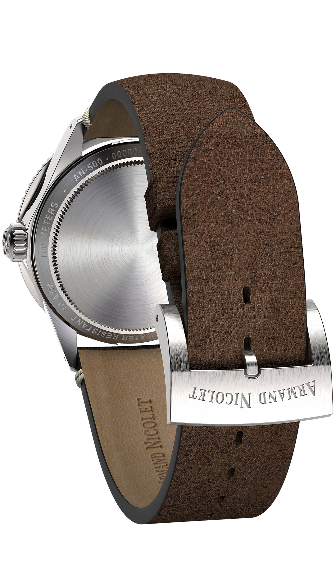 Armand Nicolet Men's Watch VS1 Date 38mm Silver Brown A500AXAA-AS-BP19500MAC