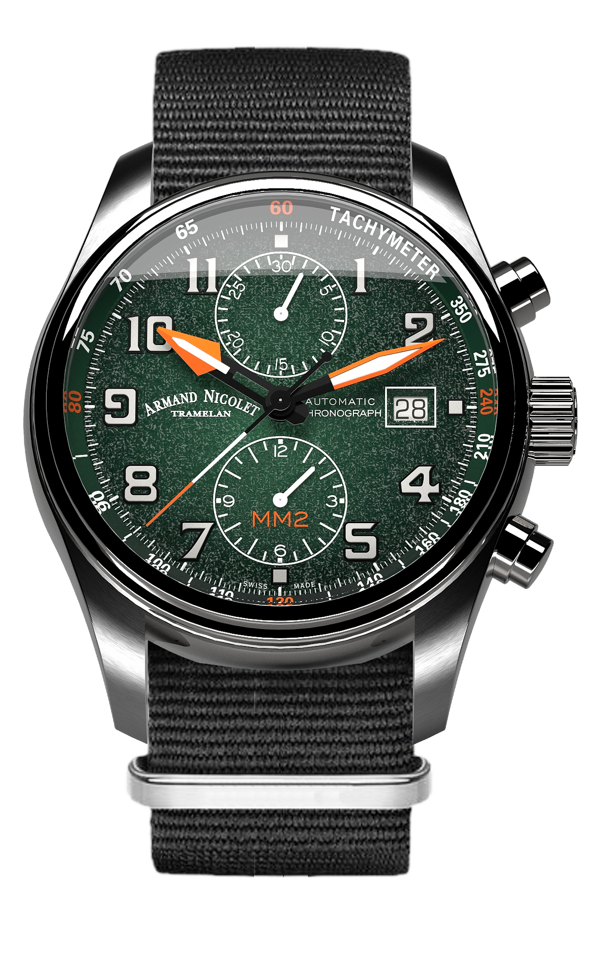 Armand Nicolet Men's Watch MM2 Chronograph 43mm Green A647P-NV-BN22481AANN