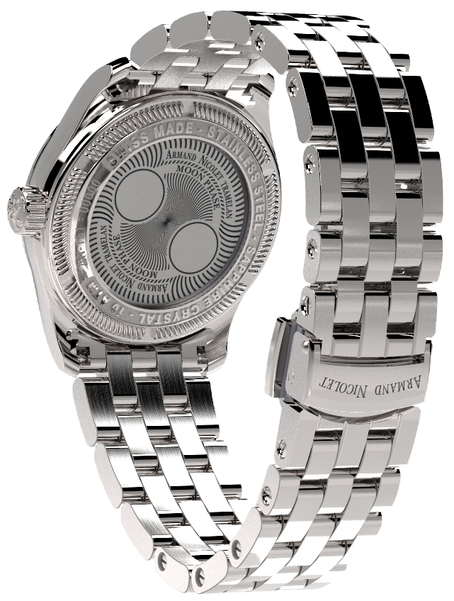 Armand Nicolet Ladies Watch M03 Moonphase 34mm Silver White A151RAA-AN-MA150